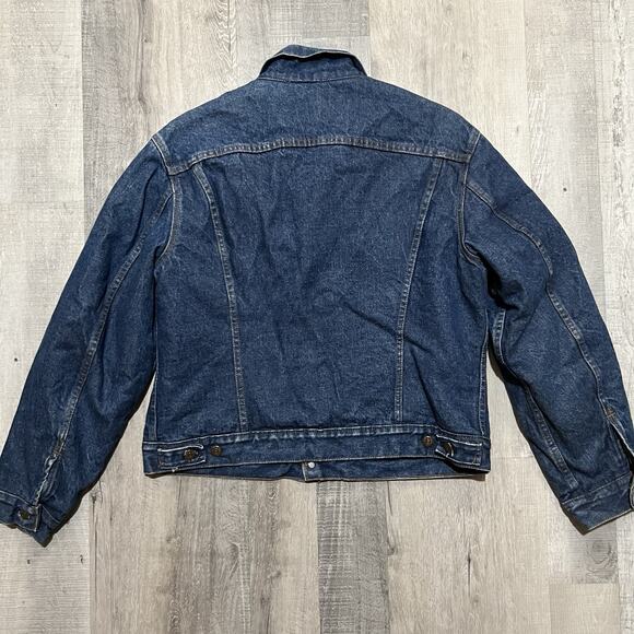 VTG Levis Trucker Jacket 70506-0317 Dark Wash Blanket Lined 1980s Men's Size 46 - Picture 2 of 7